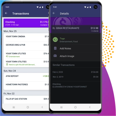 screenshot of mobile banking app